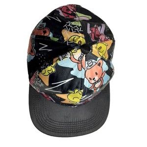 FIVE NIGHTS AT FREDDY Snapback Men Cap Hat All Over Cartoon Black Velvet VGC